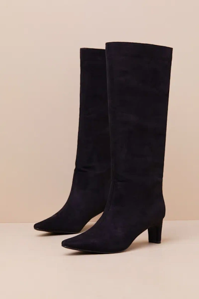 Lulus Veronna Black Suede Pointed-toe Knee High Boots