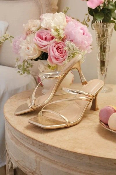 Lulus Vian Gold Metallic Strappy High Heel Slide Sandals