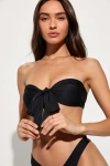 Lulus Vibrant Getaway Black Knot Bandeau Bikini Top In Black