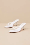 Lulus Victoire White Knotted Strappy High Heel Slide Sandals In White