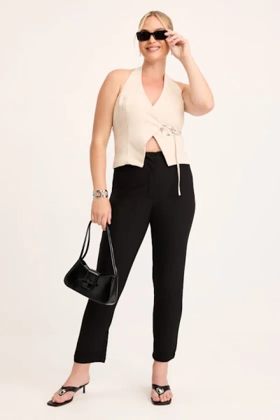 Lulus Virginia Beige Halter Belted Vest Top In Neutral
