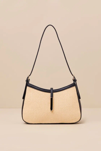 Lulus Virna Black Raffia Shoulder Bag