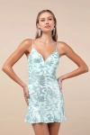Lulus Vivacious Energy Mint Blue Sequin Sleeveless Mini Dress In Mint Blue