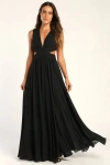 Lulus Vivid Imagination Black Cutout Maxi Dress In Black