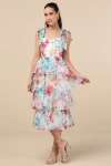 Lulus Vivid Sensation White Multi Floral Tie-strap Midi Dress In White