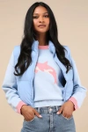 Lulus Warm Aesthetic Light Blue Mock Neck Puffer Vest In Light Blue