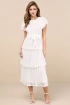 Lulus Whimsical Spirit Ivory Lace Tiered Backless Midi Dress In Ivory
