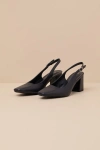Lulus Sadia Black Pointed-toe Slingback Pumps In Black