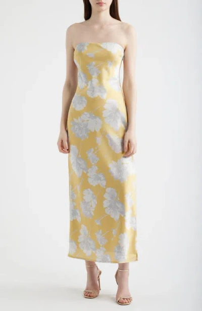Lulus Whitney Strapless Satin Cocktail Dress In Yellow