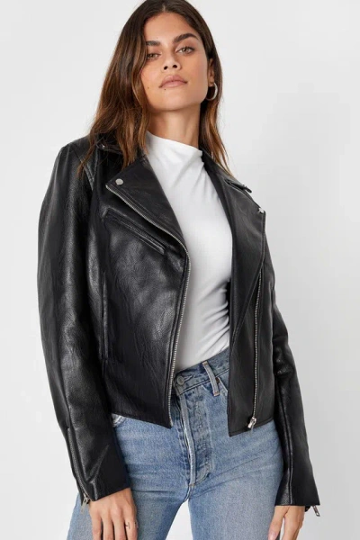 Lulus Wild Perfection Black Vegan Leather Moto Jacket