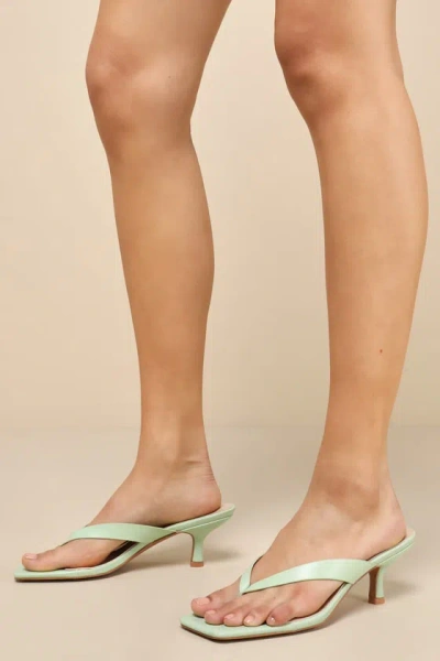 Lulus Wistery Mojito Green Kitten Heel Thong Sandals