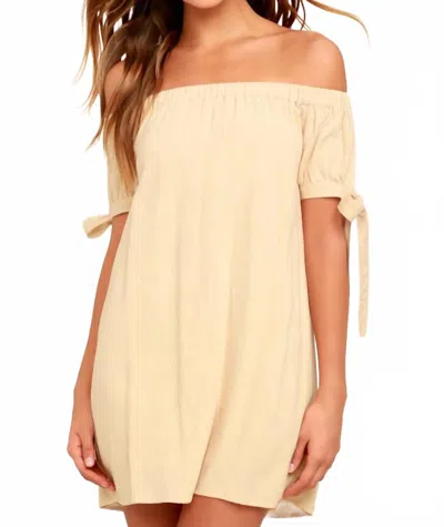 Lulus Women's Al Fresco Evenings Off-the-shoulder Dress In Beige In Neutral