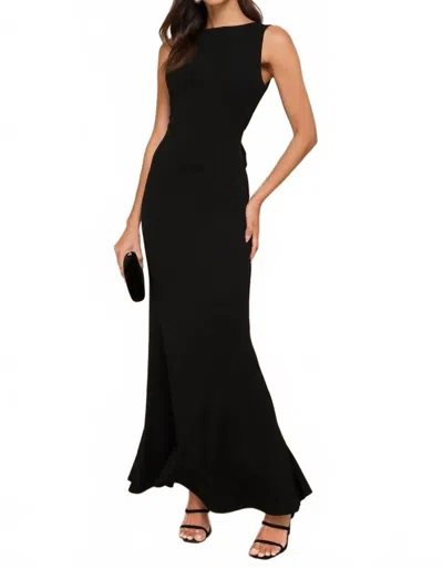 Lulus Exquisite Refinement Backless Bow Ruffled Maxi Dress In Black