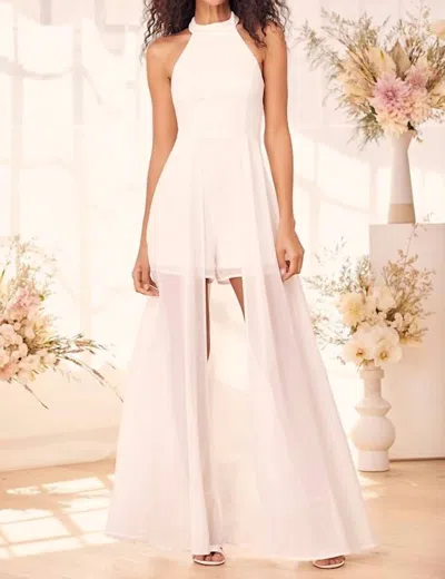 Lulus Women's Love Speaks Lace Halter Maxi Romper In White In Neutral