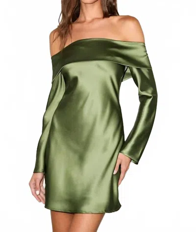 Lulus Women's Luxurious Vision Satin Off-the-shoulder Mini Dress In Olive Green