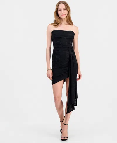 Lulus Women's Manhattan Rhinestone Strapless Mini Dress In Black