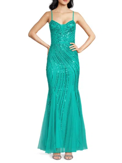Lulus Women's Sequin Embellished Gown In Green