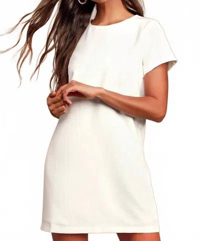 Lulus Women's Short Sleeve Shift And Shout Shift Dress In Ivory In White