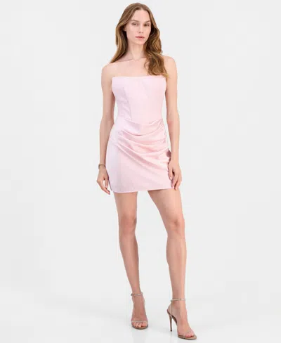 Lulus Women's Tarin Corset Draped Strapless Mini Dress In Light Pink