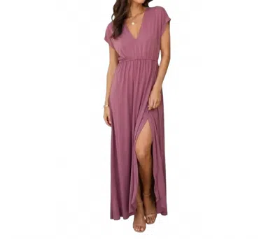 Lulus Women's V Neck Jersey Knit Maxi Dress In Rose In Pink
