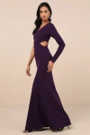 Lulus Wondrous Romance Dark Purple One-shoulder Mermaid Maxi Dress In Purple
