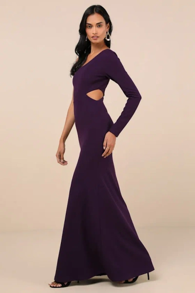 Lulus Wondrous Romance Dark Purple One-shoulder Mermaid Maxi Dress