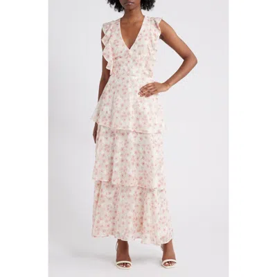 Lulus Wren Floral Ruffle Tiered Maxi Dress