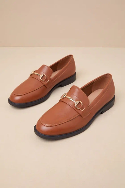 Lulus Wrenlie Chestnut Horsebit Loafer Flats In Brown