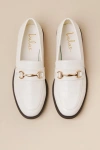 Lulus Wrenlie Cream Croc-embossed Horsebit Loafer Flats In White