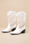 Lulus Wyley White Sheer Mesh Mid-calf Western Boots In White