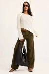 Lulus Xavia Ivory Ruffled Knit Asymmetrical Long Sleeve Top In Neutral