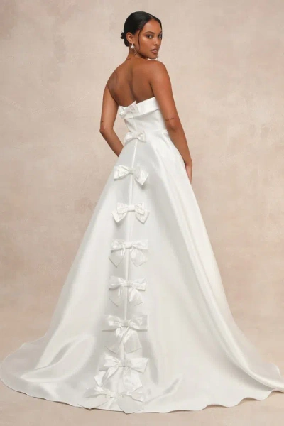 Lulus Your Beloved White Taffeta Bow Strapless A-line Gown
