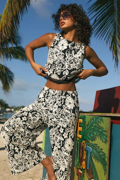 Lulus Yucca Black Floral Embroidered Two-piece Jumpsuit