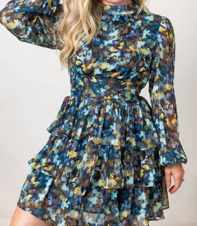 Lulus Zena Tie Back Tiered Mini Dress In Teal In Multi