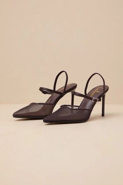 Lulus Zylla Chocolate Mesh Pointed-toe Pumps In Brown