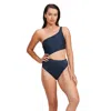 Luma Gottex High End One Shoulder Cut Out One Piece In Blue
