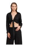 Luma Gottex High Low Collared Front Tie Blouse Cover Up