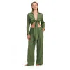 Luma Gottex High Low Collared Front Tie Blouse Cover Up In Green