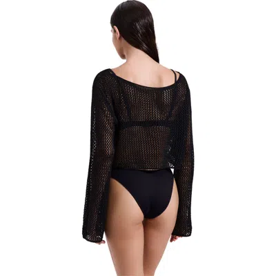 Luma Gottex Monaco Net Crochet Crop Top Cover-up In Black