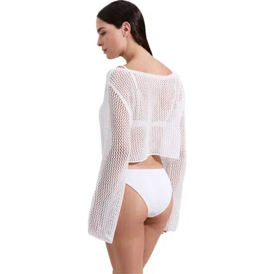 Luma Gottex Monaco Net Crochet Crop Top Cover-up In White