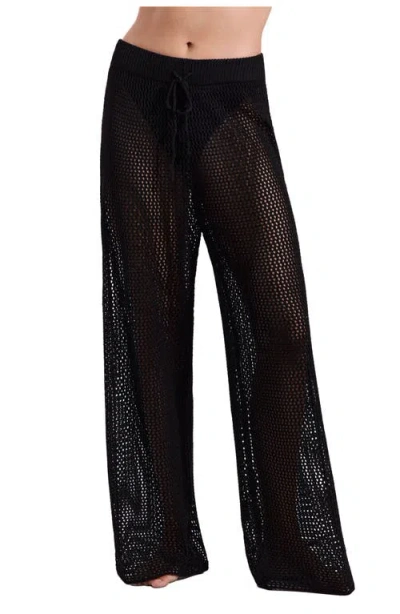 Luma Gottex Monaco Net Crochet High Waist Beach Pant Cover-up In Black