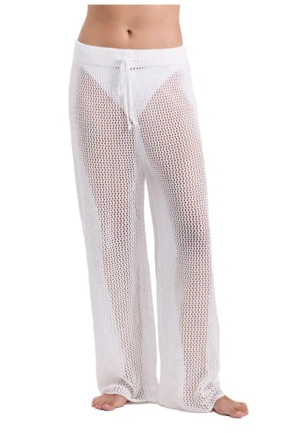 Luma Gottex Monaco Net Crochet High Waist Beach Pant Cover-up In White