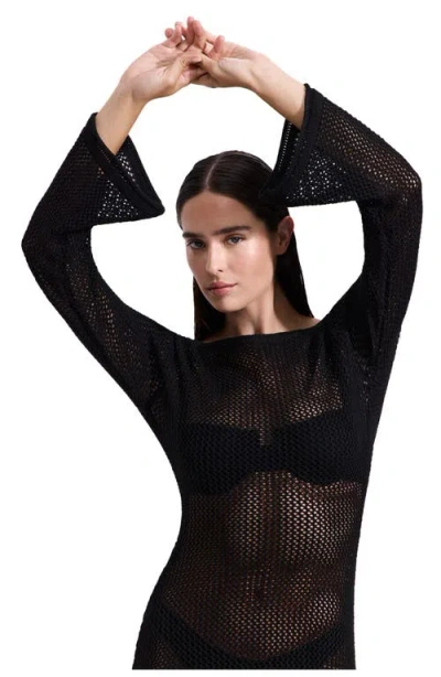 Luma Gottex Monaco Net Crochet Maxi Beach Dress Cover-up In Black
