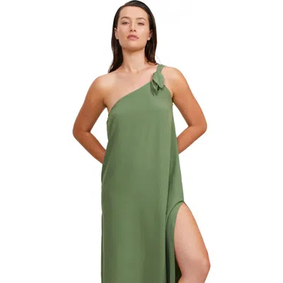 Luma Gottex One Shoulder Sarong Style Maxi Dress Coverup