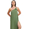 Luma Gottex One Shoulder Sarong Style Maxi Dress Coverup In Green