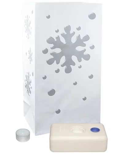 Lumabase 12pc Snowflake Candle Luminaria Kit In Silver