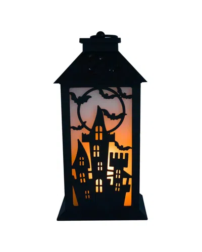 Lumabase Battery-operated Flame Effect Halloween Lantern In Black