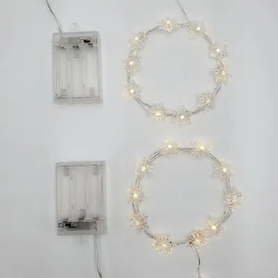 Lumabase Battery Operated Led Fairy String Lights With Snowflakes In White