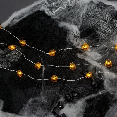 Lumabase Battery Operated Led Mini String Lights With Jack O' Lanterns In Orange
