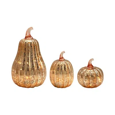 Lumabase Battery-operated Gold Mercury Glass Pumpkins (3ct)